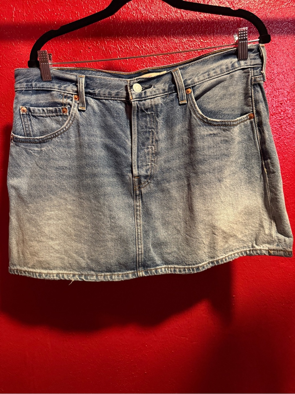 110. Preloved Levi's Light Blue Denim Mini Skirt